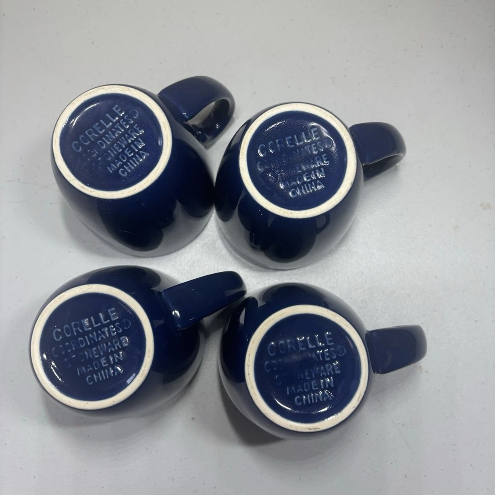 Corelle Coordinates Stoneware Coffee Cups Mugs, 12oz, Set of 4, Dark Blue - Picture 2 of 3